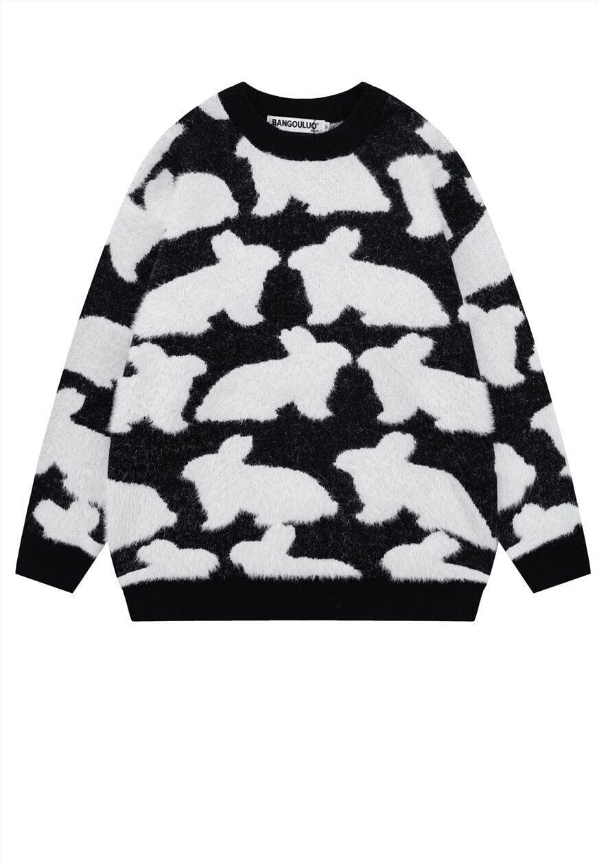 Fluffy sweater knitted rabbit jumper distressed punk top