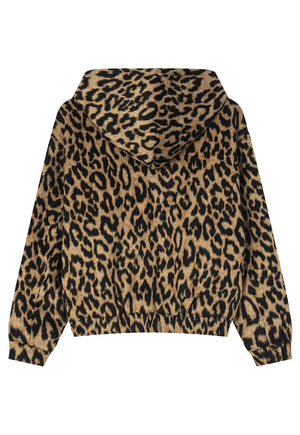 Animal print fleece leopard jacket fluffy brown bomber