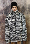 Tiger fleece jacket faux fur zebra fluffy bomber in white