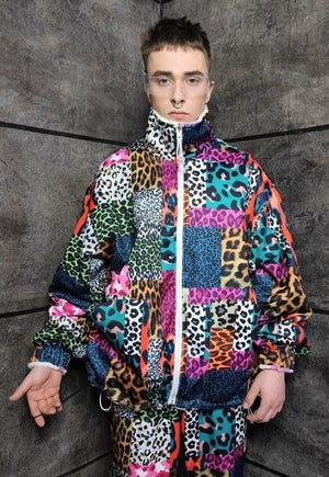 Leopard fleece jacket handmade reversible animal print coat