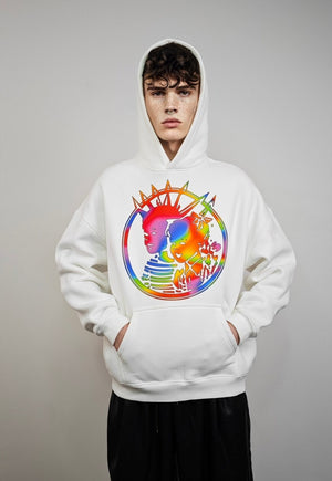 Gay punk hoodie rainbow spiky hair pullover mohawk jumper