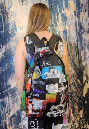 Thermal print backpack raver bag male body rucksack in blue