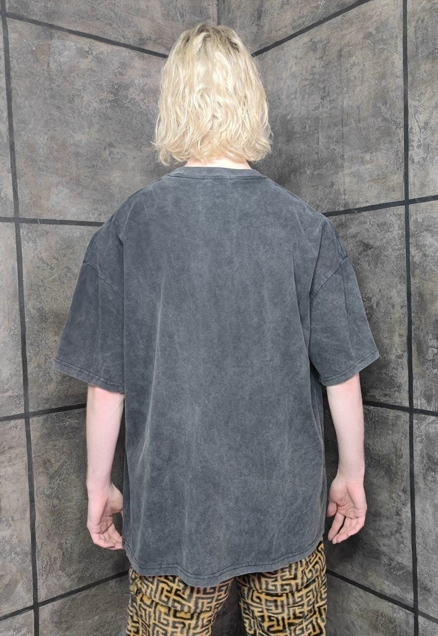 Rapper t-shirt premium vintage wash gangster tee in grey