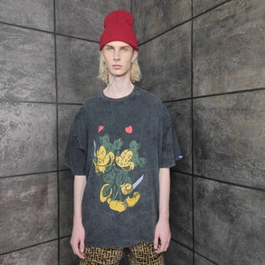 Cigarette & Praying Hand PRINT vintage wash t-shirt sample sale 3 for 2
