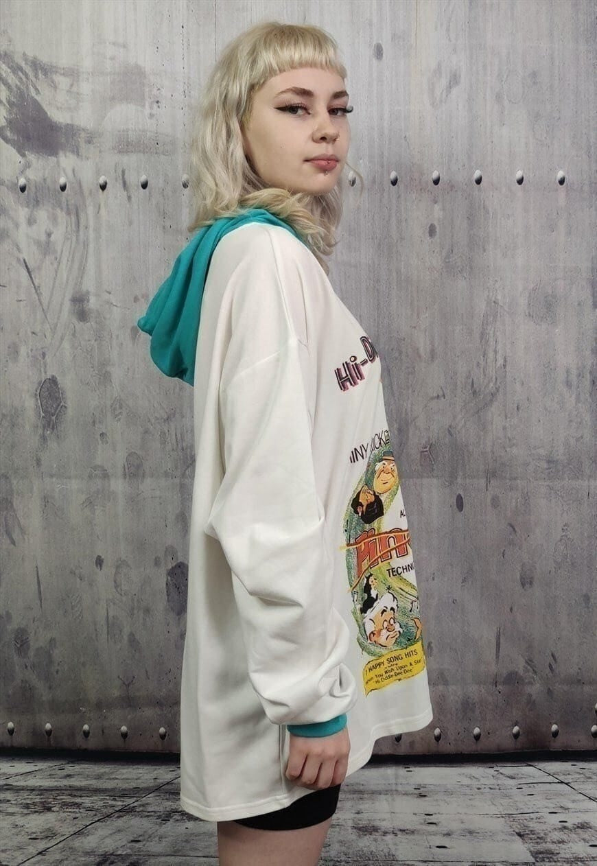 Pinocchio hoodie Italian retro cartoon pullover in white