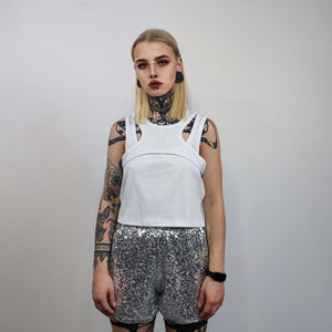 Silver sequin shorts glitter pants sparkle elastic waist party trousers glam rock short joggers embellished bottoms in grey metallic