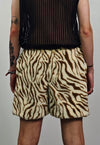 Zebra shorts brown cropped fleece animal print skater pants