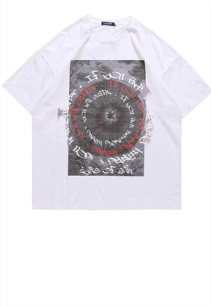 Graffiti t-shirt Gothic tee grunge geometric top in White