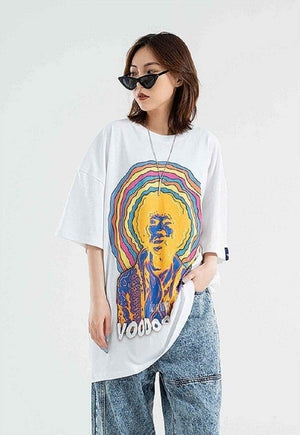 Flame t-shirt abstract sky tee skater rainbow top in black