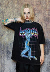 Robot print t-shirt grunge tee cyber punk top in acid black