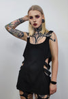 Cut-out sleeveless top raver multi hole tee cyberpunk vest