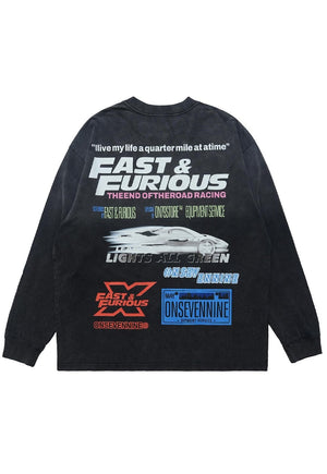 Racing jumper fast furious top motorsports long tee in grey