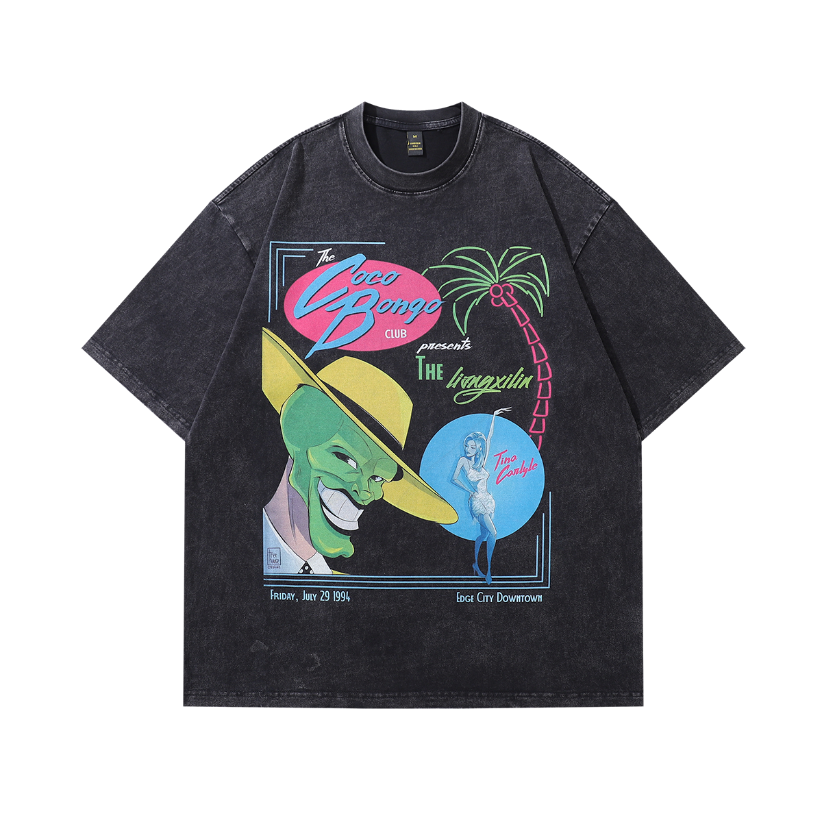 Mask movie t-shirt vintage green face tee retro cartoon top in vintage grey