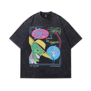 Mask movie t-shirt vintage green face tee retro cartoon top in vintage grey