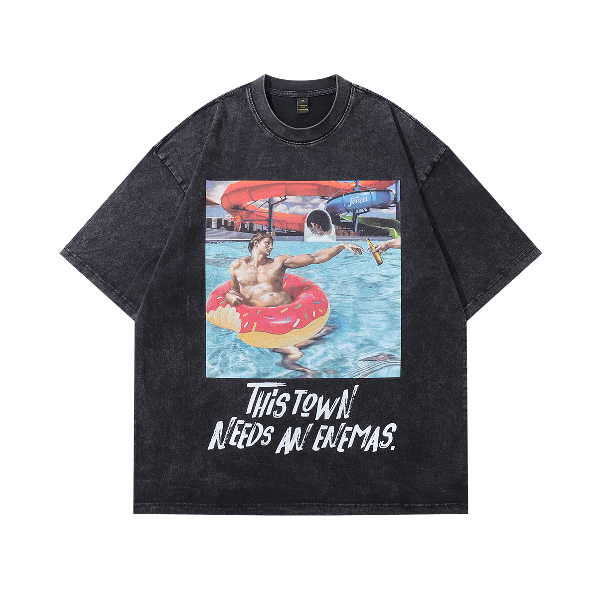 Holiday t-shirt party monster tee Y2k raver top in vintage grey