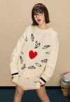 Heart sweater knitted DIY pattern jumper grunge top cream