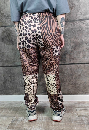 Leopard joggers handmade animal print pants rave overalls