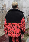 Grunge fleece bomber handmade Gothic zebra jacket in orange