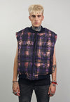 Tie-dye check varsity jacket green tartan reversible bomber