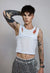 Cropped tank top elastic double layer short raver vest white