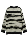 Fluffy striped cardigan fuzzy zebra jumper knitted top pink