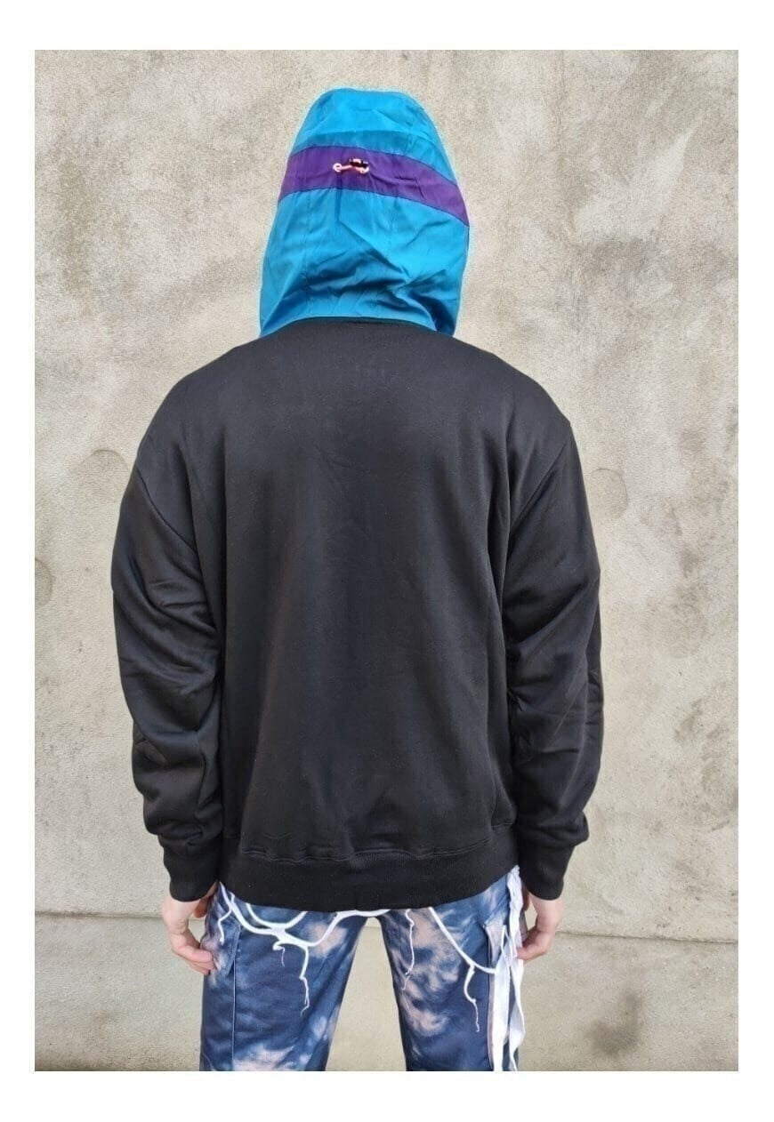 90s skiing beam hoodie reworded y2k high neck pullover black