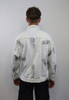 Dirty wash denim jacket paint splatter jean coat in white