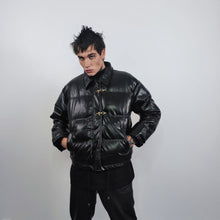 Charger l&#39;image dans la galerie, Faux leather bomber jacket utility punk bomber gorpcore coat going out PU puffer varsity fancy dress coat catwalk jacket in black