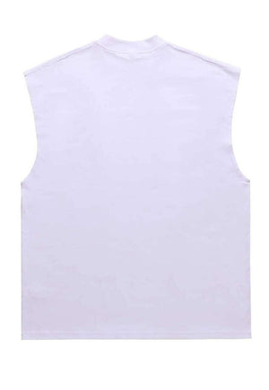 Computer print sleeveless t-shit retro tank top surfer vest