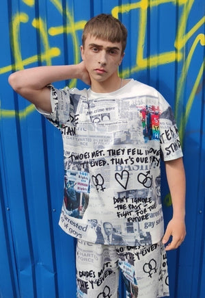 Gay t-shirt LGBT graffiti tee love is love top in off white