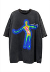 Oversize fluorescent raver tee party luminous t-shirt grey