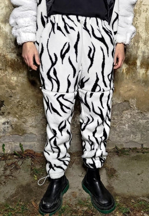 Zebra fleece joggers handmade detachable gothic overalls (Copy)