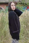 Asymmetric ripped sweater knitted distress jumper in black