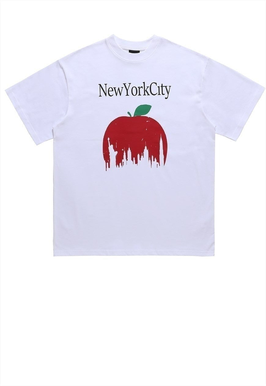 New York t-shirt big apple tee NYC slogan grunge top black