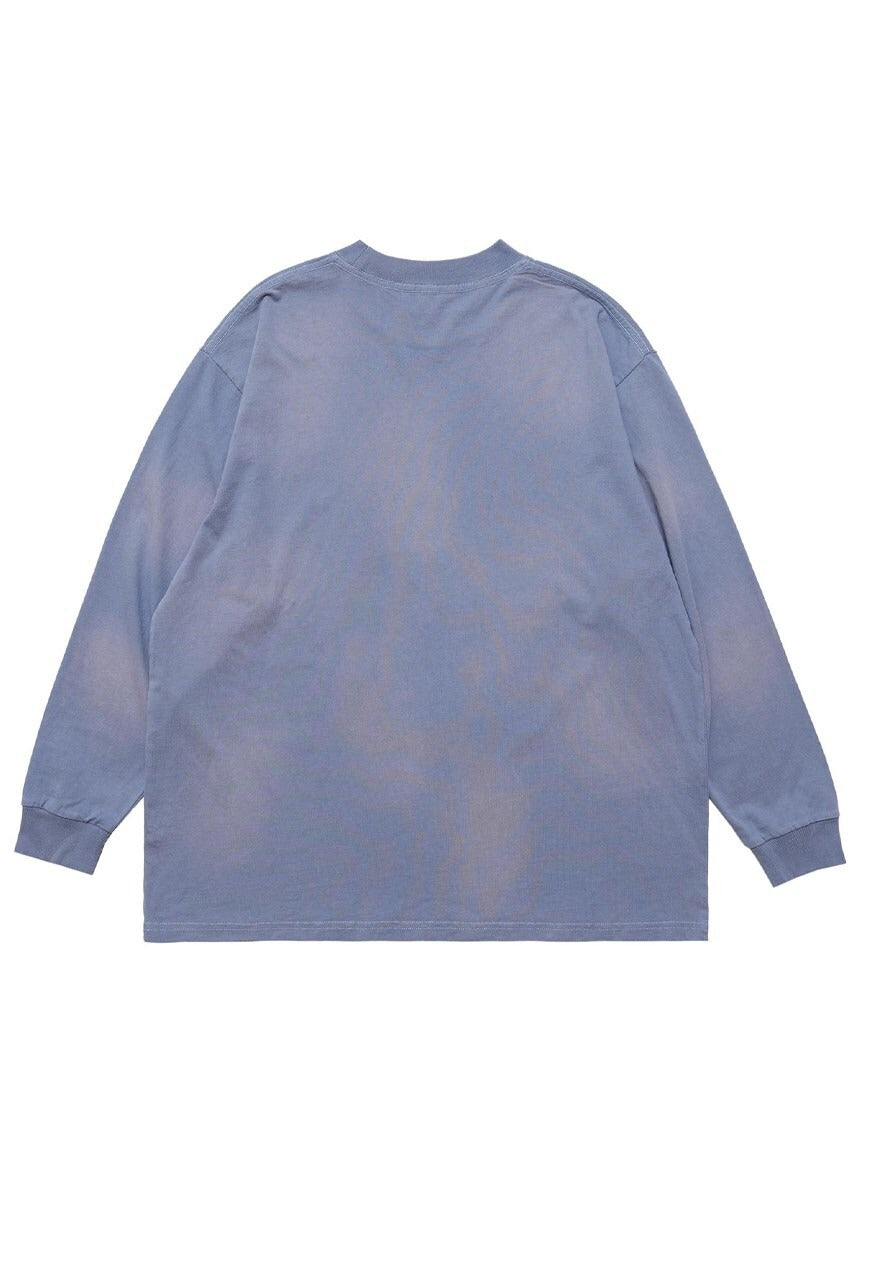 Y2K print top grunge long sleeve tee retro gadget top blue