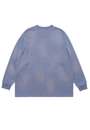 Y2K print top grunge long sleeve tee retro gadget top blue