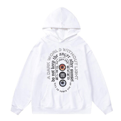 Eye hoodie retro pullover raver top peace slogan jumper