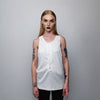 Button up sleeveless vest t-shirt Gothic tank top grunge crew neck tee rocker surfer vest in white