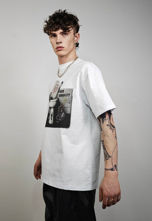 Toilet print t-shirt punk tee anti estabilishment top white