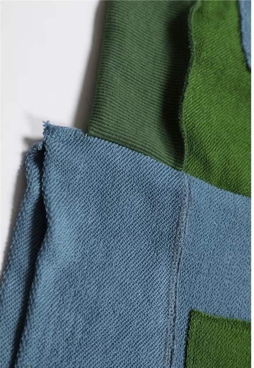 Reworked stitch sweater retro contrast patch knitwear jumper