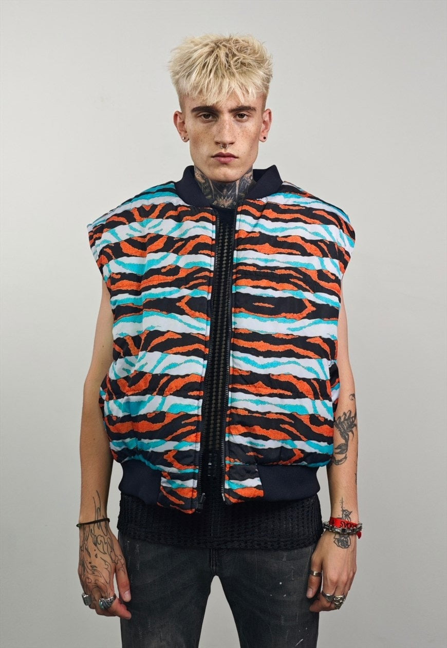 Zebra stripe varsity jacket geometric reversible 4in1 bomber