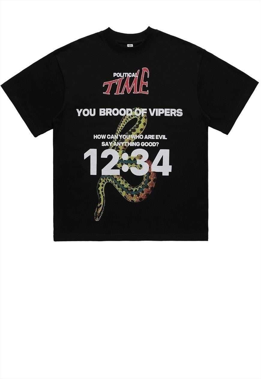 Bible print t-shirt snake print tee retro punk top in white
