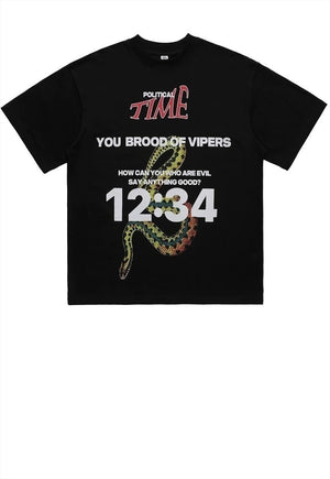 Bible print t-shirt snake print tee retro punk top in white