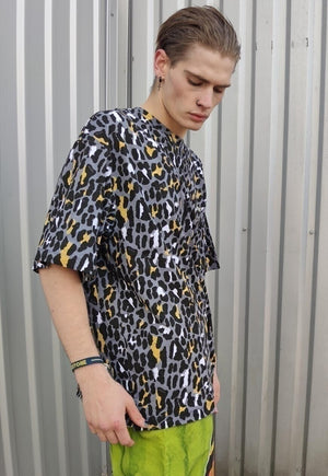 Leopard print t-shirt animal drop shoulder tee in green