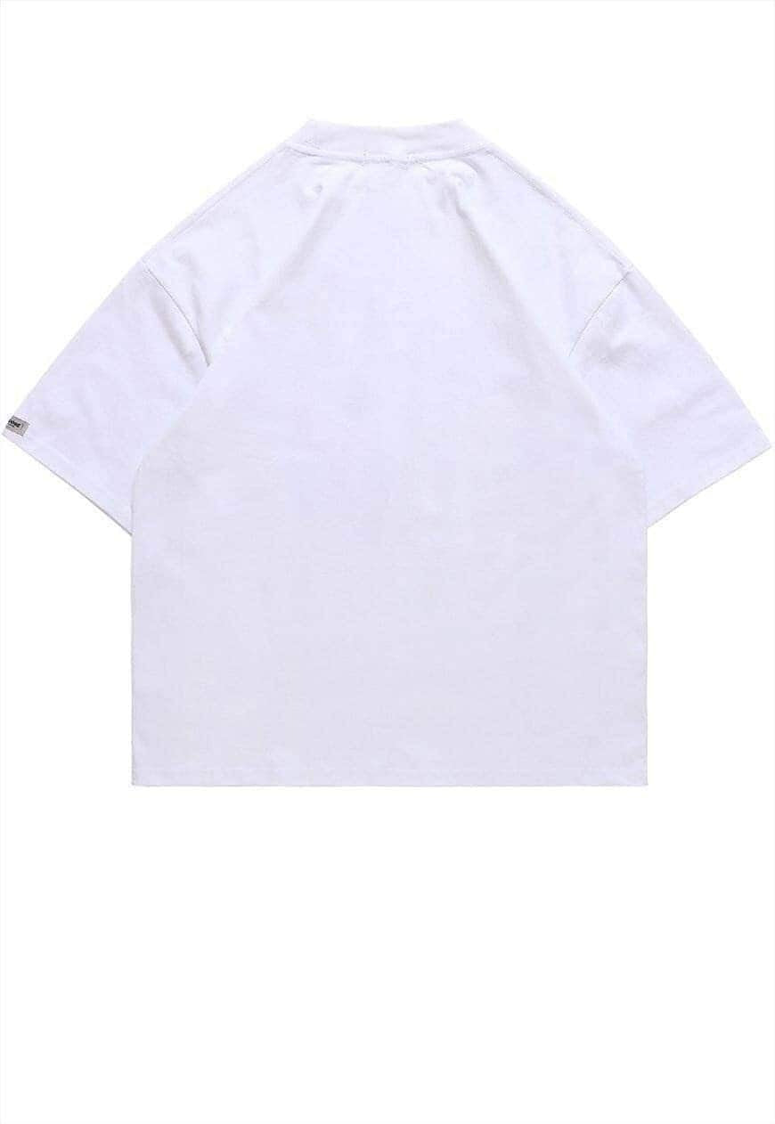 Smile t-shirt retro emoji tee flame print top in black