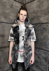 Tie-dye fleece jacket handmade 2 in 1 gradient coat in grey