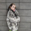 Snake print faux fur jacket fluffy python bomber festival reptile varsity aviator fleece coat high fashion crocodile coat in brown cream