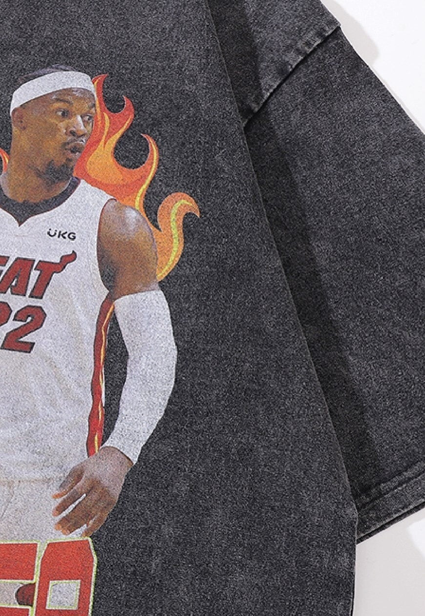 Jimmy Butler t-shirt sports tee retro basketball top in grey