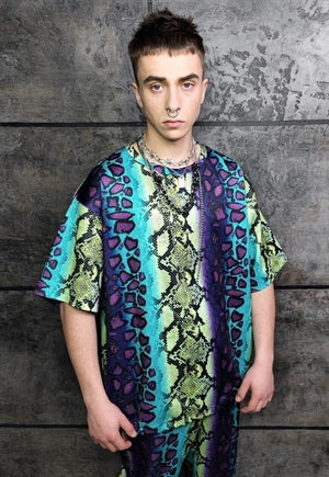 Tie-dye snake tee handmade python t-shirt rave top in green