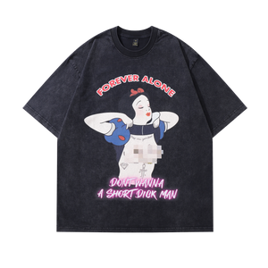 Modern princess t-shirt raver tee retro cartoon top in vintage grey